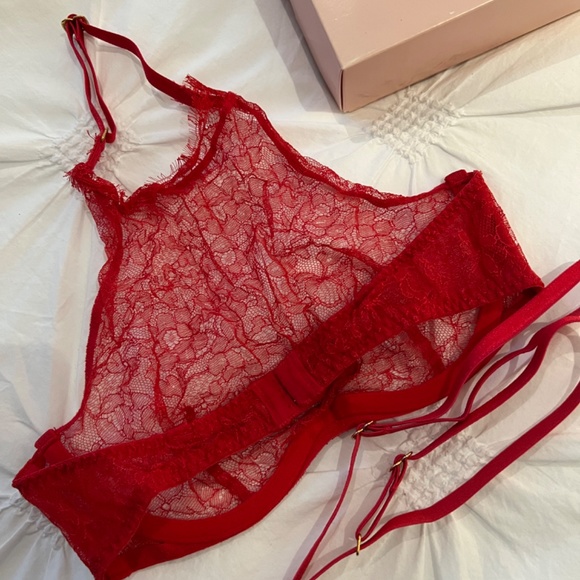 Agent Provacteur Red Lace High Neck Size 2 Bra - Picture 7 of 7